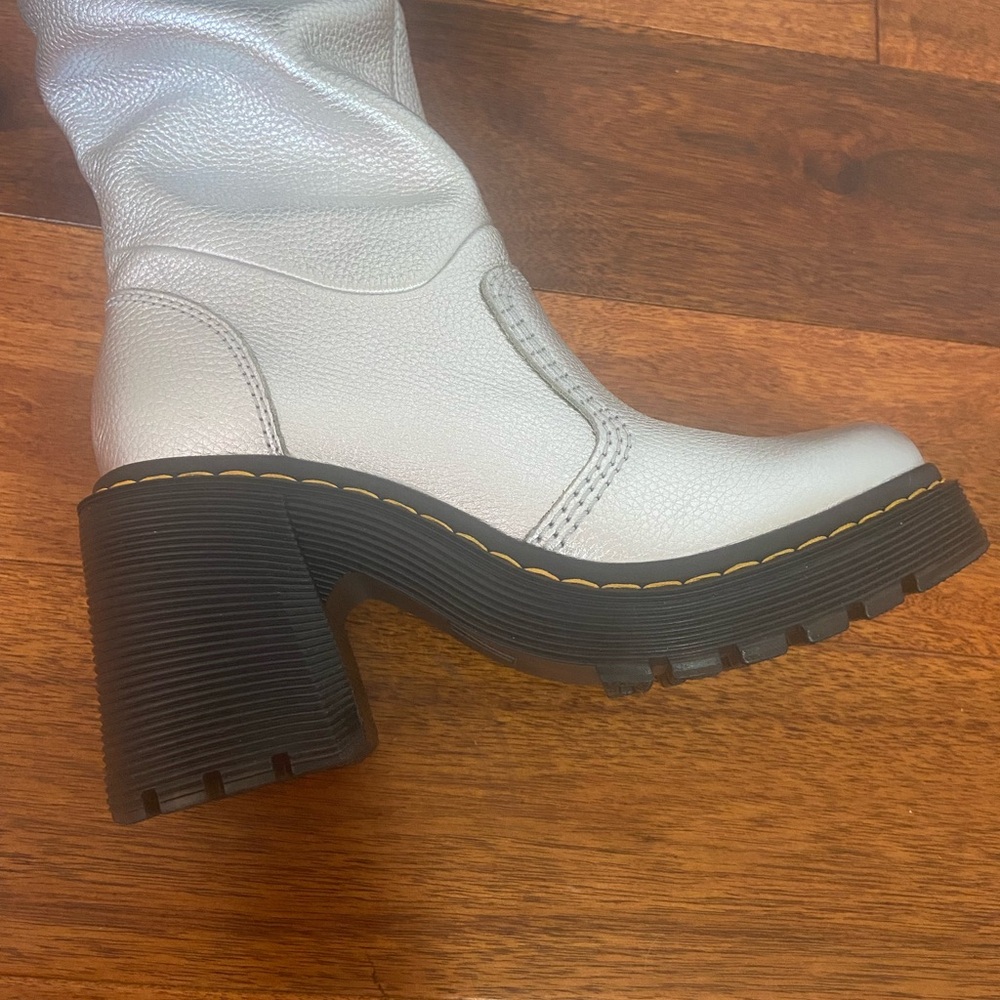 Dr. Martens Silver Metallic Knee-High Heeled Boots - Picture 5 of 14